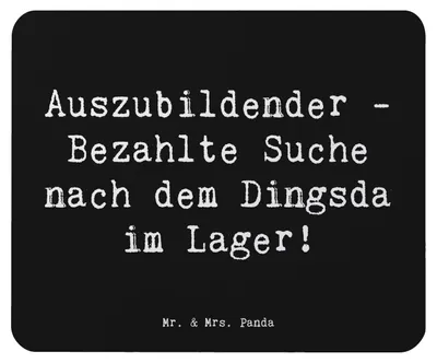 Produktbild von Mr. & Mrs. Panda Mouse Pad Spruch Auszubildender Abenteuer - Schwarz - Geschenk, Anerkennung, besonderer Moment, Mauspad, Beruf, Berufe, Herausforderungen, Berufsprodukte
