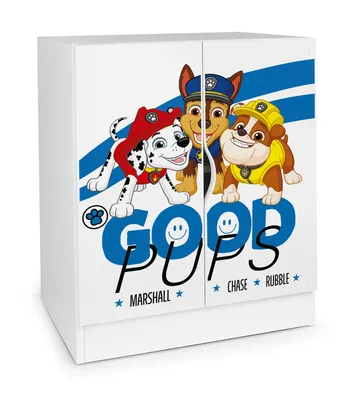 Produktbild von Furni Masters Kommode Kinderschrank 60 cm breit mit Paw Patrol Charaktere Chase Marshall Rubble Mehrzweckschrank für Kinderzimmer