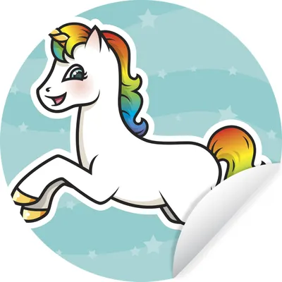Produktbild von MuchoWow® Runde Wandtattoo - Wandsticker Tapete Aufkleber Eine Illustration eines springenden Einhorns - Mädchen - Kinder - Kinder Ø 30 cm Selbstklebend und Repositionierbar - Wandaufkleber - Kreis - Wandbild - Fototapete - Selbstklebend - Dekoration - Wandschmuck - Schlafzimmer