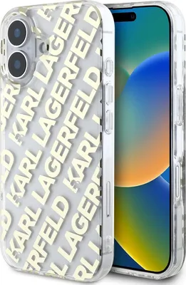 Immagine prodotto di Karl Lagerfeld IML Logo placcato ripetuto Cover posteriore per iPhone 16 Oro