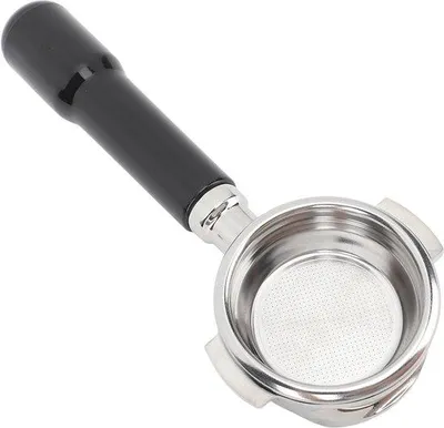 Produktbild von 58-mm-Portafilter ohne Boden für E61-Kaffeemaschinen – Edelstahl mit ABS-Griff
