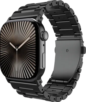 Image de Cazy Bracelet Compatible avec Apple Watch (Titane) – Bracelets de Montre Connectée (+Kit de Raccourcissement) – Bracelet Universel compatible pour Apple Watch 38/40/41/42 mm – Noir