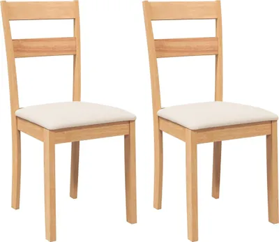 Produktbild von vidaXL Esszimmerstühle mit Kissen 2 Stk. Natur Massivholz Gummibaum