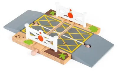 Obrázek produktu pro Bigjigs Rail Dřevěné autodráhy železniční přejezd s brankami