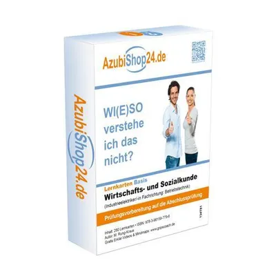 Zdjęcie produktu dla AzubiShop24.de Lernkarten Wirtschafts- und Sozialkunde Industrieelektriker Fachrichtung: Betriebstechnik Prüfungsvorbereitung Wiso Prüfung