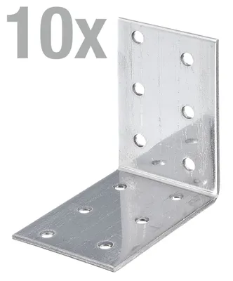 Produktbild von Alberts 10 x Lochplattenwinkel 60x60x40 mm Edelstahl stabiler Winkelverbinder für Holzbau