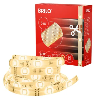 Image de BRILONER - Bande LED 5m, blanche, autocollante, interrupteur marche/arrêt inclus, 2261-150P