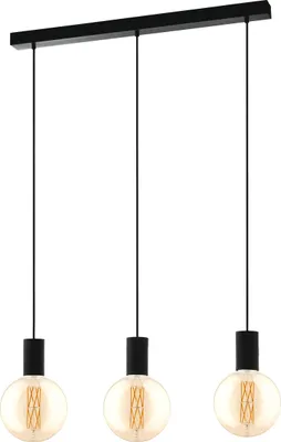 Immagine prodotto di Lampadario A Sospensione Contemporaneo Pozueta Acciaio Nero 3 Luci E27