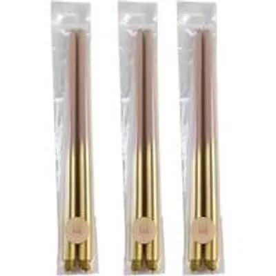Produktbild von Cactula Dip-Dye-Stabkerzen – Rosa und Gold – 6 Stück – 38 cm
