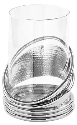 Produktbild von COLETTE Windlicht - H.25cm x D.17,5cm - silberfarben - Glas/vernickelt
