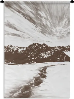 Produktbild von MuchoWow® Wandteppich Wandbehang Berg - Strand - Meer 90x135 cm Tapisserie Dekoration Wandtuch - Baumwolle - Wandskulptur