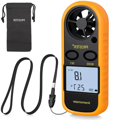 Productafbeelding van Anemometer Digitaal - Windsnelheidsmeter LCD - Buitenactiviteiten Meten - Met Achtergrondverlichting - 105 cm - Zwart