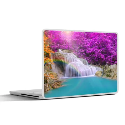 Produktbild von MuchoWow® Laptop Aufkleber Sticker Cover Wasserfall - Bäume - Regenbogen - Lila 30x21 cm - Sticker für Laptop - Selbstklebend