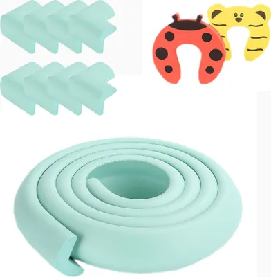Produktbild von CANDeal 5 Meter L-Form Kantenschutz und 8 x Eckenschutz-Set, Premium-High-Density-Schaum baby schützende Haushaltswerkzeug für Tisch, Bank und andere Wohnmöbel - Hellgrün