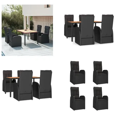 Image de vidaXL 5 pcs. Salon de jardin avec coussins noir Poly rotin - Salon de jardin - Salon de jardin - Salon Terrasse
