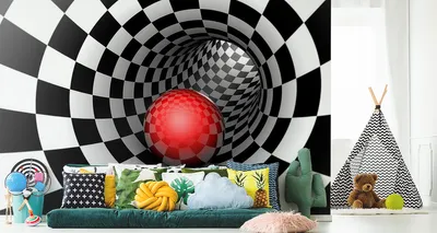 Produktbild von Fototapete Vlies Tapete zauberhafter 3D Tunnel - SCHACHBRETT  360 cm (B) x 240 cm (H) Wandbild Wanddeko