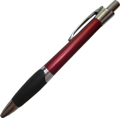 Produktbild von Kugelschreiber aus Metall / mit Griffgummimanschette / Farbe: rot