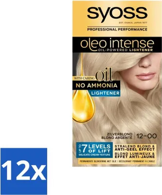 Produktbild von SYOSS - Oleo Intense 12-00 - Haarfarbe - Permanente Haarfärbung - Silberblond - Langanhaltende Farbe - Vorteilspack - 12 Stücke