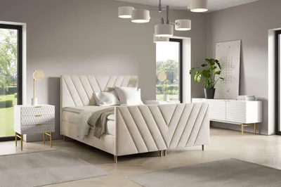 Obrázek produktu pro Kontinentální postel 120x200 ANAMARI PLUS - béžová + topper