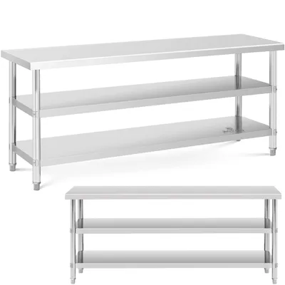 Zdjęcie produktu dla Stół Blat Roboczy Stalowy Nierdzewny 2 Półki 200X60Cm