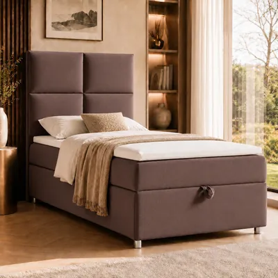 Produktbild von Best for Home Boxspringbett mit Bettkasten Trinity K2-SINGLE 100x200 Bonellfederkern inkl. Topper – Braun