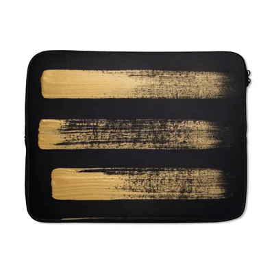 Produktbild von MuchoWow® Laptop Hülle 15 Zoll Muster aus goldener Farbe auf schwarzem Hintergrund Laptoptasche - Laptoptasche - Sleeve - Rundum-Schutz