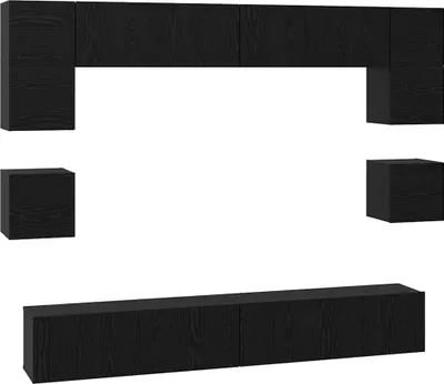 Productafbeelding van vidaXL TV-kast set, 8 stuks, zwart, eikenlook, houtvezel