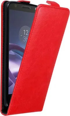 Produktbild von Cadorabo Hülle für Motorola MOTO Z Schutz Hülle in Rot Flip Etui Handyhülle Case Cover