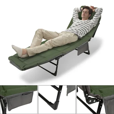 Immagine prodotto di Jiubiaz Carp Lounger Sedia da pesca imbottita Sedia da letto 200x64x32cm Lettino da pesca Angelspezi