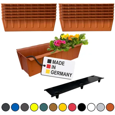 Image de BURI 12 inserts de jardinières pour palettes Euro avec tapis d'arrosage | 37,3cm terre cuite | Jardinière pour palette Euro | Balconnière | Pot de fleurs | en plastique solide | Germany