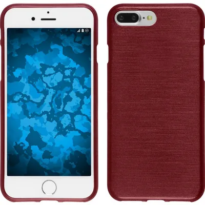 Produktbild von PhoneNatic Case kompatibel mit Apple iPhone 8 Plus - rot Silikon Hülle brushed + 2 Schutzfolien