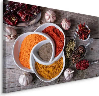 Zdjęcie produktu dla Obraz do kuchni kolorowe przyprawy chili Dekoracja ścienna z modnym efektem 3D 100x70cm