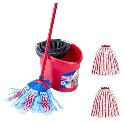 Obrázek produktu pro Vileda SuperMocio box, Mop & bucket set, Celulóza, Polyamid, Polyester, Černá, Červená, Jedna nádržka, 1 kusů, Itálie