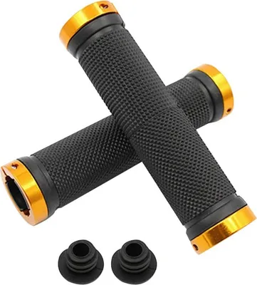 Produktbild von Bayli Fahrrad Lenkergriffe | ergonomische Schraubgriffe | Fahrradgriff für Lenker | Griffe Soft-Grip für MTB, BMX, Citybike, Rennrad | Farbe Gold - Schwarz
