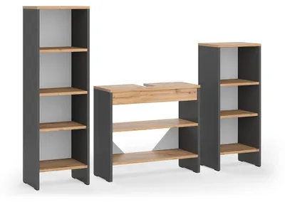 Immagine prodotto di Set di mobili da bagno Vicco Karli Antracite/Rovere dorato 3 parti, Model 60707