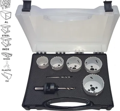 Produktbild von 7 tlg Lochsägen-Set von 38 bis 64 mm, HSS Bi-Metall