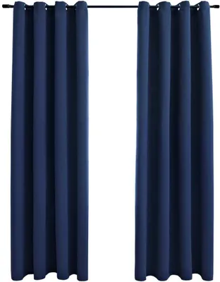 Image de vidaXL Rideaux occultants avec œillets métalliques 2 pcs. Bleu 140x175 cm