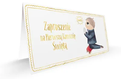 Immagine prodotto di Zaproszenia na Komunię Chłopiec Złote Zdobienia