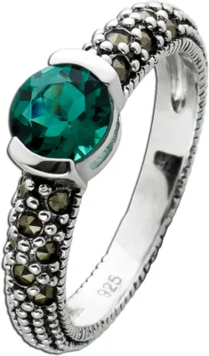 Produktbild von Markasit Ring Silber 925 gold schwarze Edelsteine grüner Quarz  20