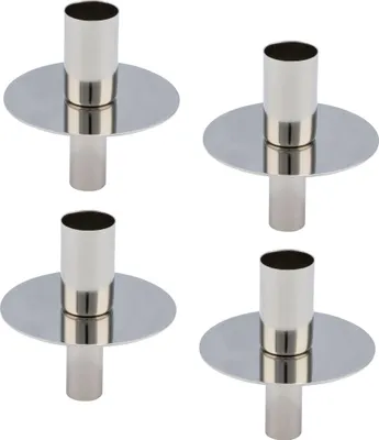 Produktbild von Metall Flaschen Kerzenhalter silber - 4er Set / 8 cm - Kerzenständer für Stabkerzen und Tafelkerzen - Weihnachten Advent Kerzen Ständer