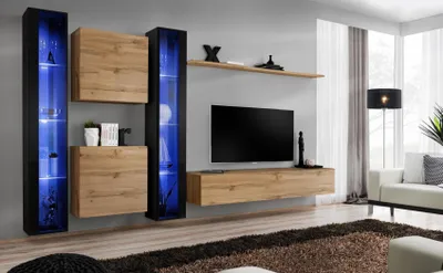Zdjęcie produktu dla Meble do salonu Kompletna szafka ścienna Zestaw szafek wiszących Gablota wisząca Umeblowanie