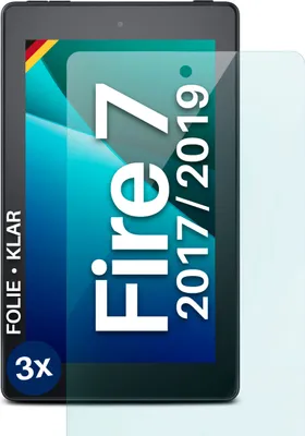 Produktbild von moex® 3x Schutzfolie kompatibel mit Amazon Fire 7 (2017/2019) - Displayschutzfolie dünn Folie, Klar