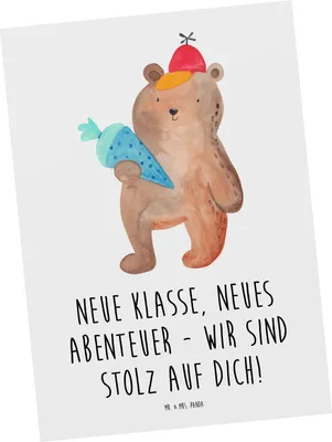 Produktbild von Mr. & Mrs. Panda Postkarte Erster Schultag Abenteuer - Weiß - Geschenk, Ansichtskarte, Ansichtskarten, Zuversicht, Fotokarte, Chancen, Postkarten, Herausforderungen