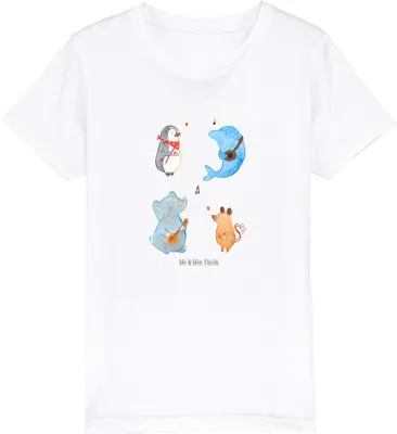 Produktbild von Mr. & Mrs. Panda Kleinkinder T-Shirt Big Band 3-4 Jahre (98/104) - Weiß - Geschenk, Kinder Öko, Delfin, Triangel, für, Kindershirt, Maus, Teenager, Hund, Musik, Elefant