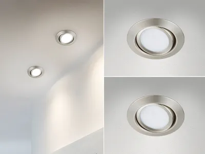 Produktbild von LED Einbaustrahler Decke 2er Set rund schwenkbar Nickel matt 5W Deckenleuchten
