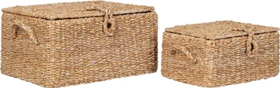 Produktbild von 2er Set Aufbewahrungskörbe aus Seegras, naturbelassen, 22x30x15 & 28x40x20 cm