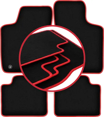 Produktbild von Fußmatten Automatten Velours Schwarz/Rot für Opel Tigra A 1994-2002 Set 4-tlg