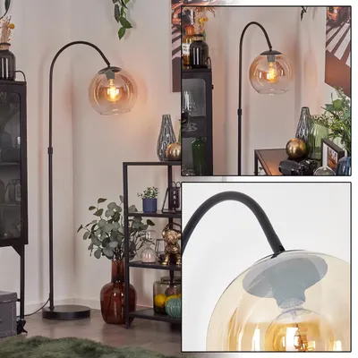 Produktbild von Cesaro Stehlampe aus Metall/Glas in Schwarz/Bernstein/Klar