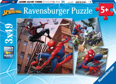 Produktbild von Ravensburger Kinderpuzzle 08025 - Spider-Man beschützt die Stadt - 3x49 Teile Spider-Man Puzzle für Kinder ab 5 Jahren