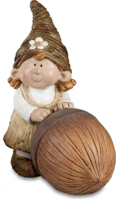 Produktbild von Deko Wichtel Kind Figur Mädchen Eichel Garten Skulptur Junge Zwerg Gnom Objekt